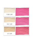 Shade chart showing what Tints of Nature Bold pink hair dye looks like on platinum blonde, bright blonde and light blonde hair swatches. 