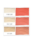 Shade chart showing what Tints of Nature Bold rose gold hair dye looks like on platinum blonde, bright blonde and light blonde hair swatches. 